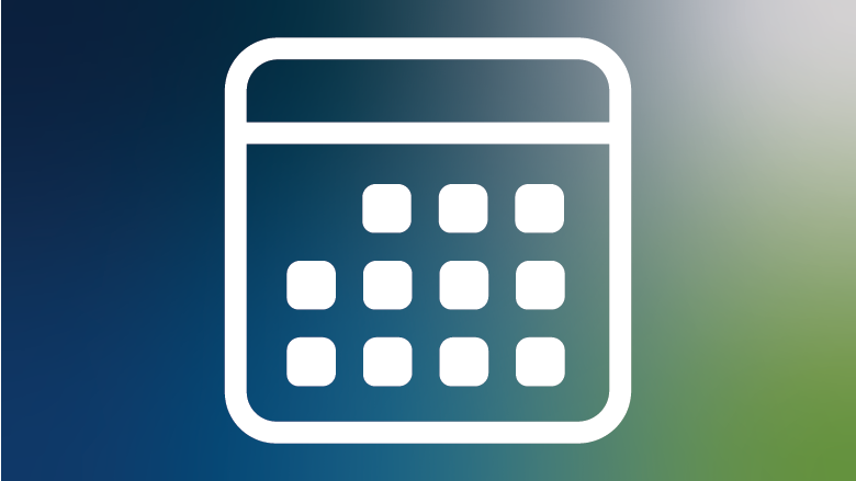 Icon of a calendar against a colorful background